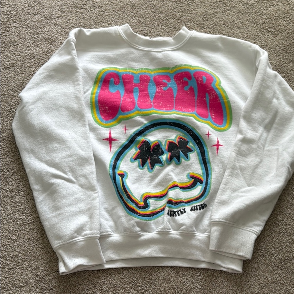 Simply cheer White Graphic Sweatshirt